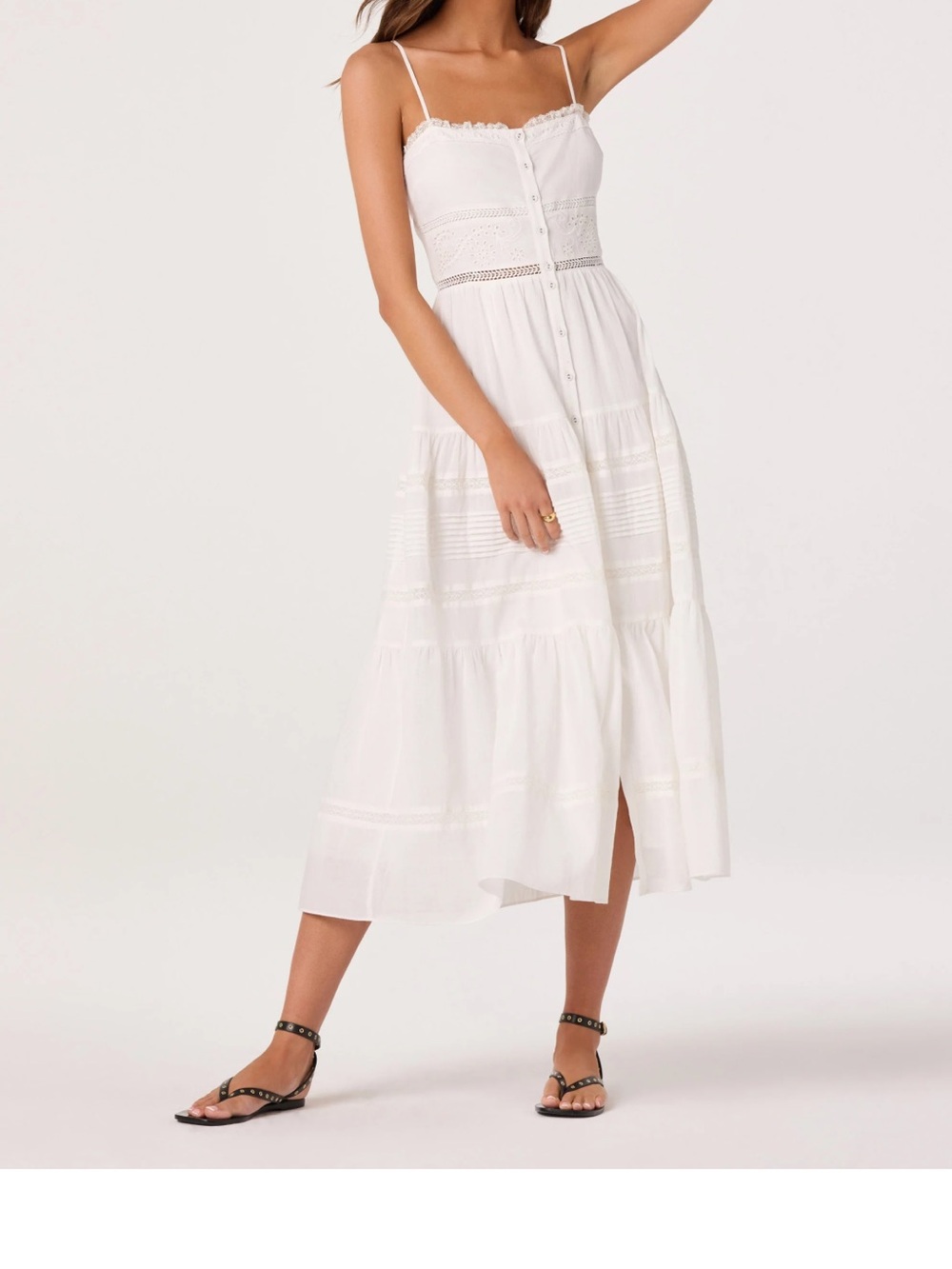 Brand New W/ Tags: Astr Annabel Woven Tiered Midi Dress